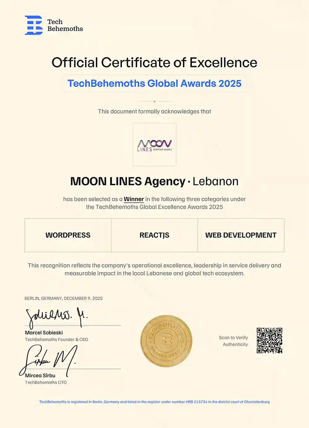 tech behemonths certificate - 2025